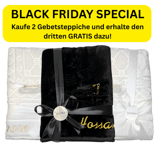 BLACK FRIDAY SPECIAL | 2+1 Gebetsteppich mit Namen – Hol dir den 3. GRATIS!