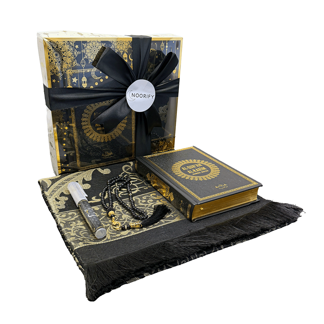 Gebetsteppich Geschenkset Schwarz - Gold